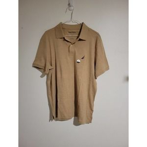 Nautica Slim Fit Polo Shirt Large Tan Polo Rugby Golf Work Yacht Vacation NWT